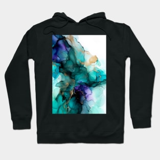 Teal Dreamland - Abstract Alcohol Ink Art Hoodie